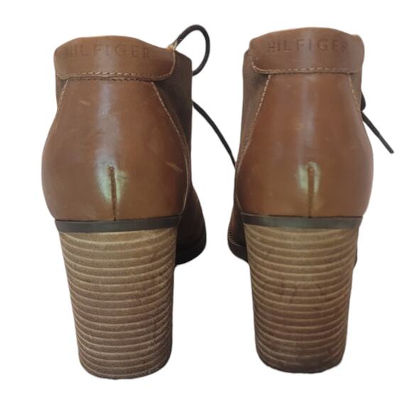 Tommy Hilfiger Ankle Booties Saddle Leather/Suede 3" Heel Women's Size 8.5 - Picture 4 of 11